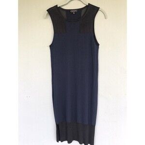 Rag & Bone Wool Blend Sleeveless Dress XS Blue Black Mesh Panels Cocktail Party